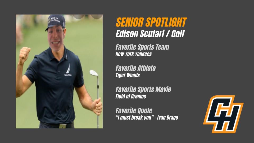 CrotonAthletics's tweet photo. Yet another aspiring graphic artist in today's Senior Spotlight! Eddie Scutari was an All-Independent 🏈 player, Section I Champion🤼‍♂️&amp; ConEd Award Winner. He recently traded in his "Tools of Ignorance"(Catcher's Gear)for Khakis &amp; the Gentleman's Game of Golf! #NiceGuysDoFinish1st https://t.co/0FXuLXr1ds