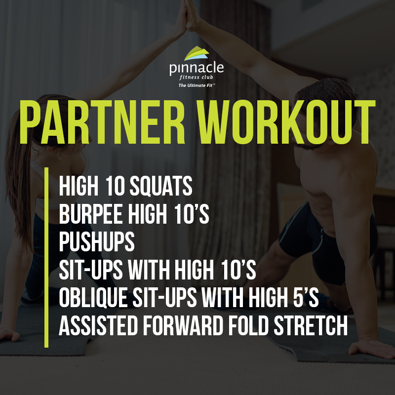 PinnacleOmaha's tweet photo. Stuck in the house with someone? Do this partner workout! Complete 10 reps of each exercise and repeat the workout as desired. https://t.co/oPydxwwos0