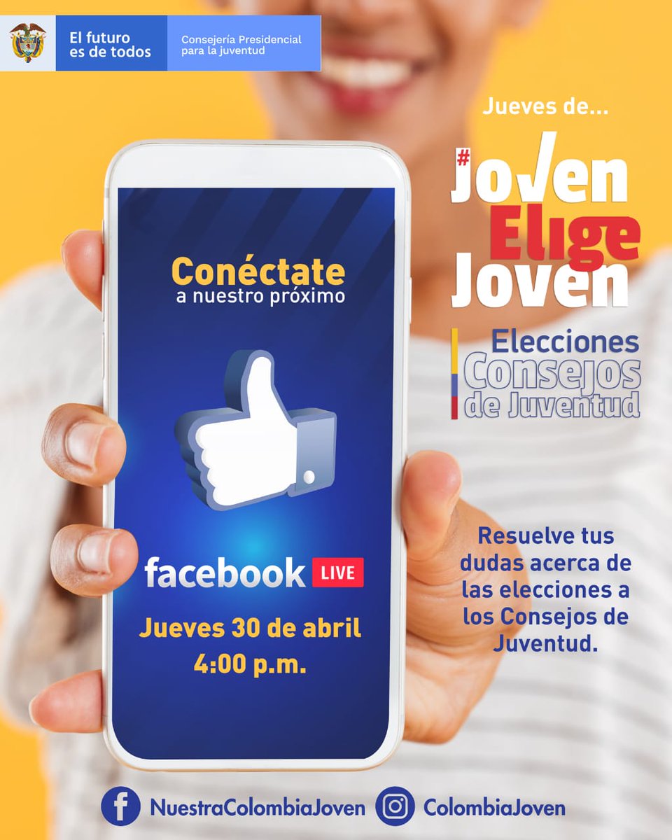 RaizaDeLuque's tweet photo. #JovenEligeJoven  Nos vemos este Jueves 30 de abril a las 4:00 pm por nuestra página de Facebook... Estaremos en vivo contestando todas las preguntas con respecto a las elecciones de Consejos de Juventud TODOS CONECTADOS!!! https://t.co/KmpMTpdHib