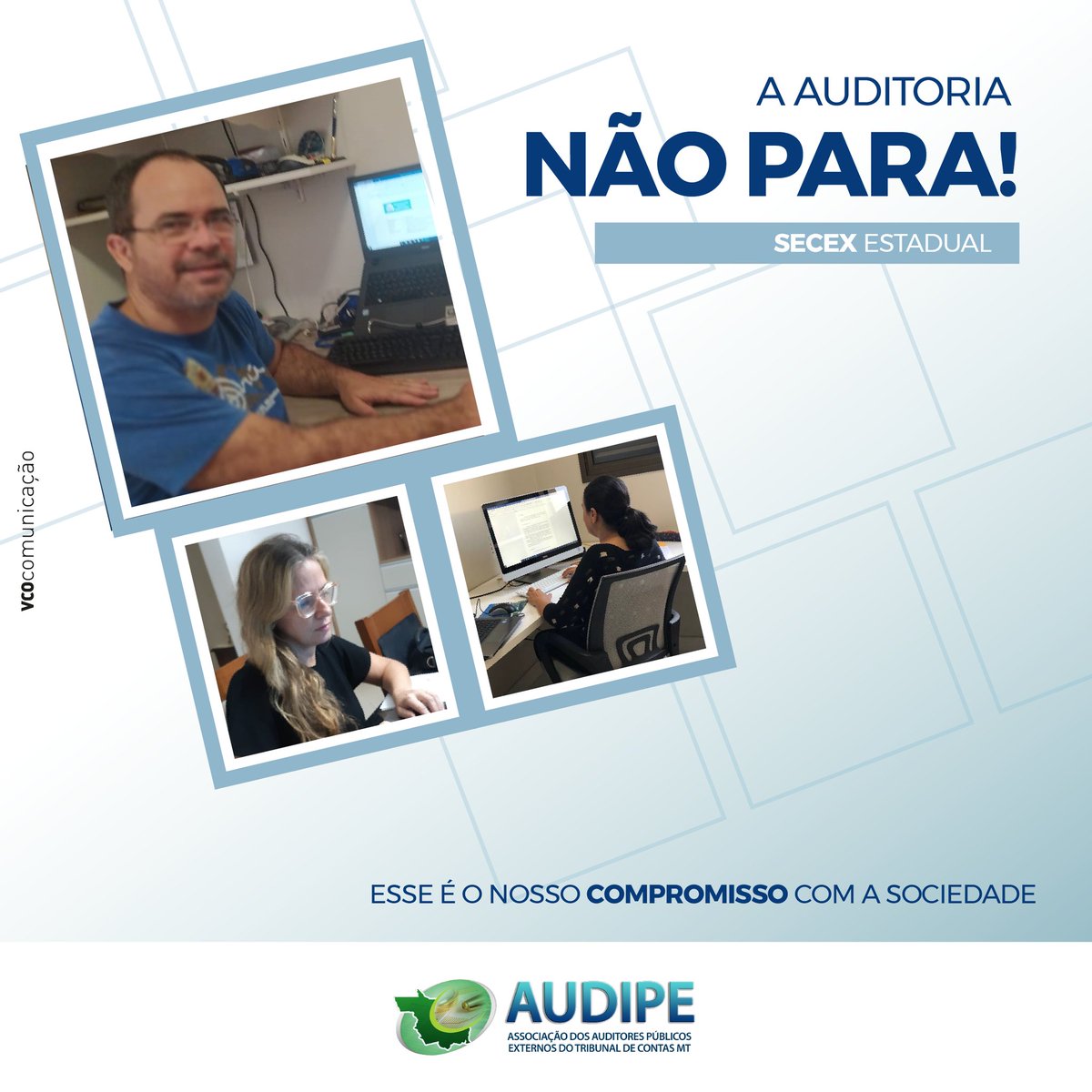 audipemt's tweet photo. Todos na luta contra o novo coronarvírus. Auditores da Secretaria de Controle Externo Estadual seguem atuando na fiscalização das contas públicas durante o período de pandemia, por meio do teletrabalho. #audipemt #auditoria #tcemt #tamojunto https://t.co/eKtitNm809