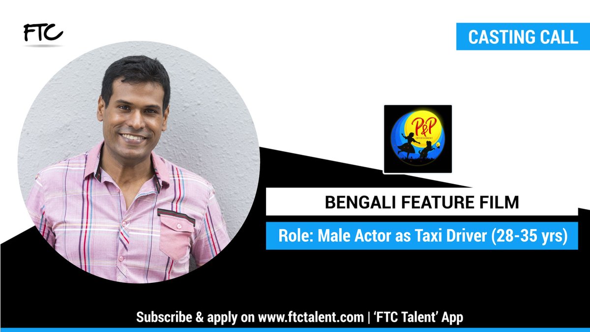 FTCTalent's tweet photo. We are seeking for a #MaleActor within the age of 28 - 35 years to play the role of a #TaxiDriver for an Upcoming #BengaliFeatureFilm.
Web: https://t.co/C2tbHRJtXz
App: FTC Talent
#MaleActorAsTaxiDriver #TaxiDriverRole #DriverRole #FeatureFilm #FTCTalent #MaleArtist https://t.co/gEvwJcNfAf