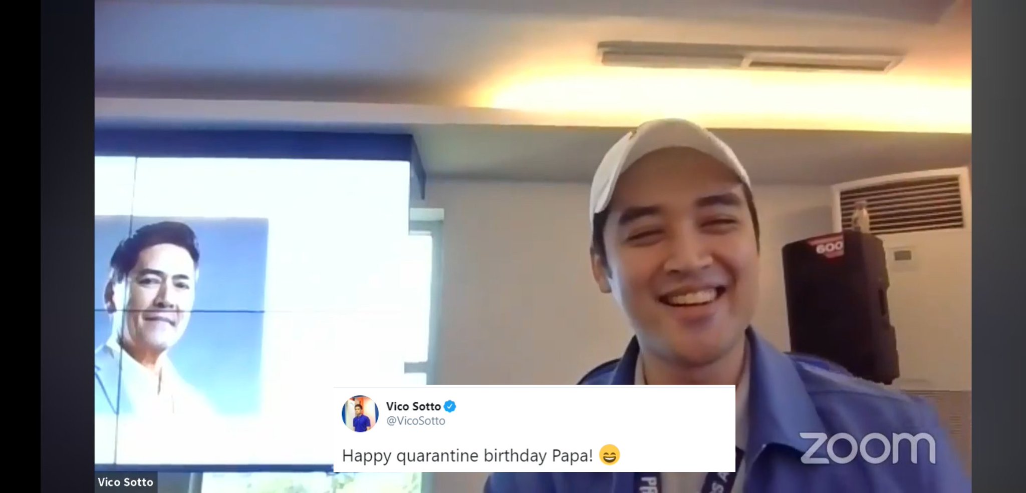 LOOK: Pasig City Mayor Vico Sotto greets his father Vic Sotto a \"happy quarantine birthday\". Vico Sotto/message 