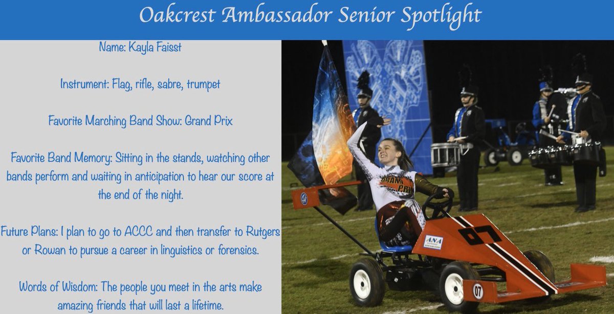 OHSMarching's tweet photo. Our Senior Color Guard Captain Kayla Faisst @kaylafeisty is today’s @ohsmarching #SeniorSpotlight #classof2020🎓 https://t.co/mIbKqFLZ0d