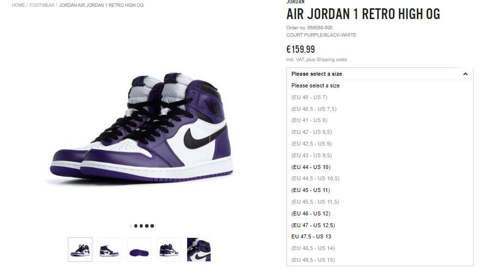 bstn jordan 1 court purple