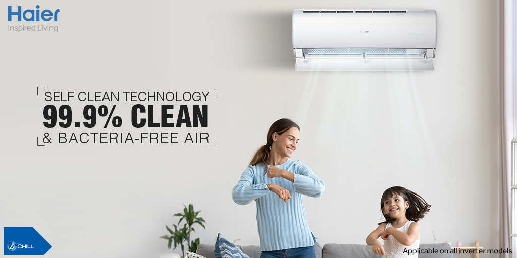 IndiaHaier's tweet photo. Tired on cleaning the evaporator unit of your AC?
Then bring home Haier AC, with a Self-Clean Inverter Technology which automatically cleans the evaporator unit. All you have to do is just press a button.
Know More: https://t.co/vfRO4Dlvk4
#SelfCleanWithHaier #InspiredLiving https://t.co/btjJj13jH5