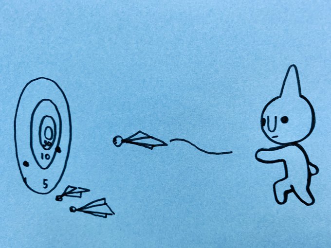 紙飛行機ダーツ?
#ポトロフ1コマ 