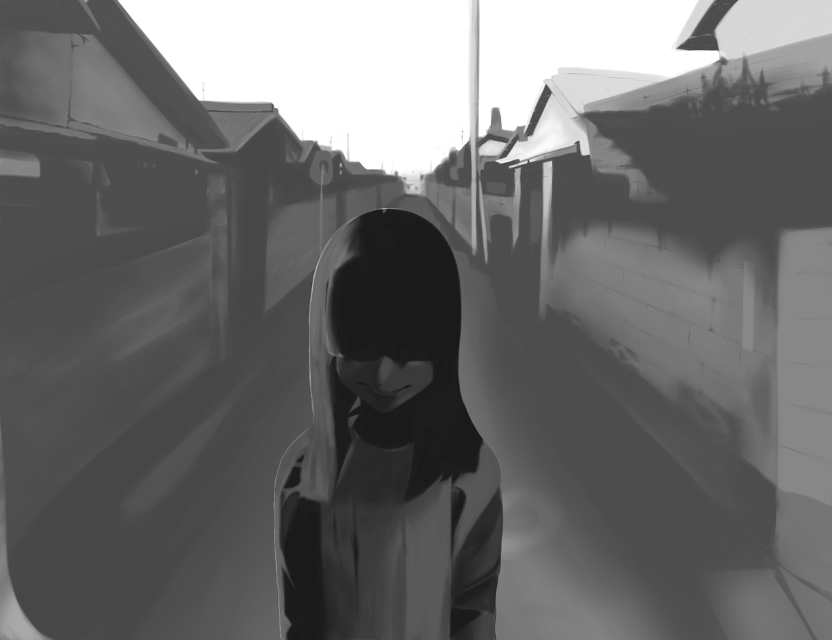 アンモニア グリザイユ画法チャレンジ 夕闇通り探検隊のカスカちゃんを模写しました アンモニア グリザイユ画法チャレンジ 夕闇通り探検隊のカスカちゃんを模写しました