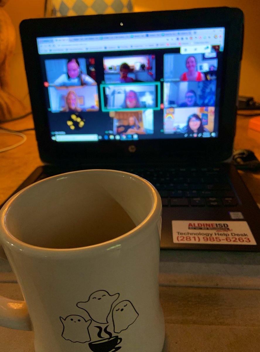CoachKersh's tweet photo. Can’t we do this all the time? Coffee chat about #ModernArt every Tuesday morning with some very inspiring women. Thanks @DrKels50 
#AldineArt #AldineLearns #AldineAtHome #TerrificTuesday https://t.co/RRkxviSQB2