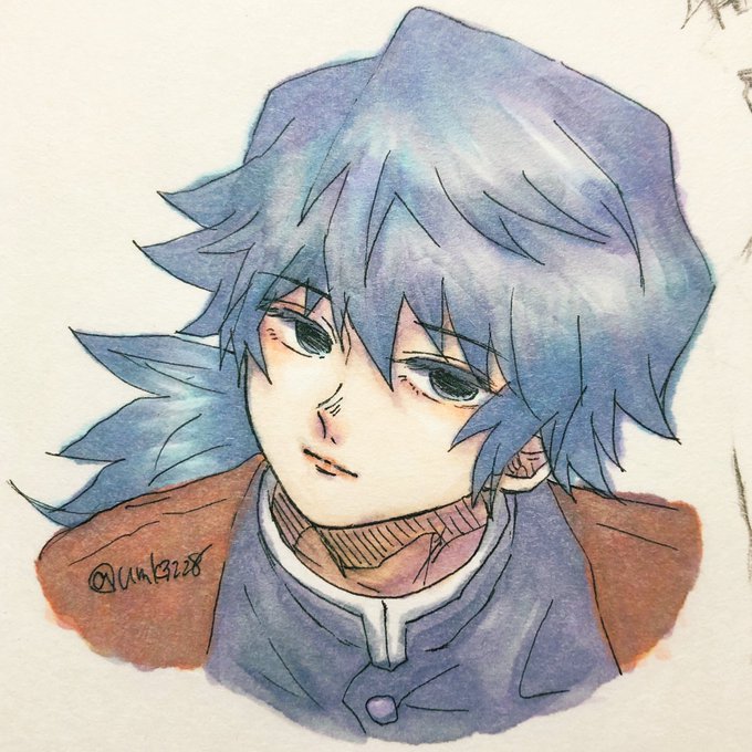 うめこさんがTwitterに投稿した冨岡義勇(鬼滅の刃)のイラスト。