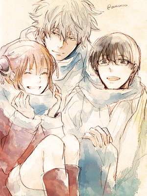 神楽(銀魂) ,坂田銀時 「申し込んだよ～!新刊出せるようにオラに力を…
#エアブー #エアブー超GWスペシ」|あかこのイラスト