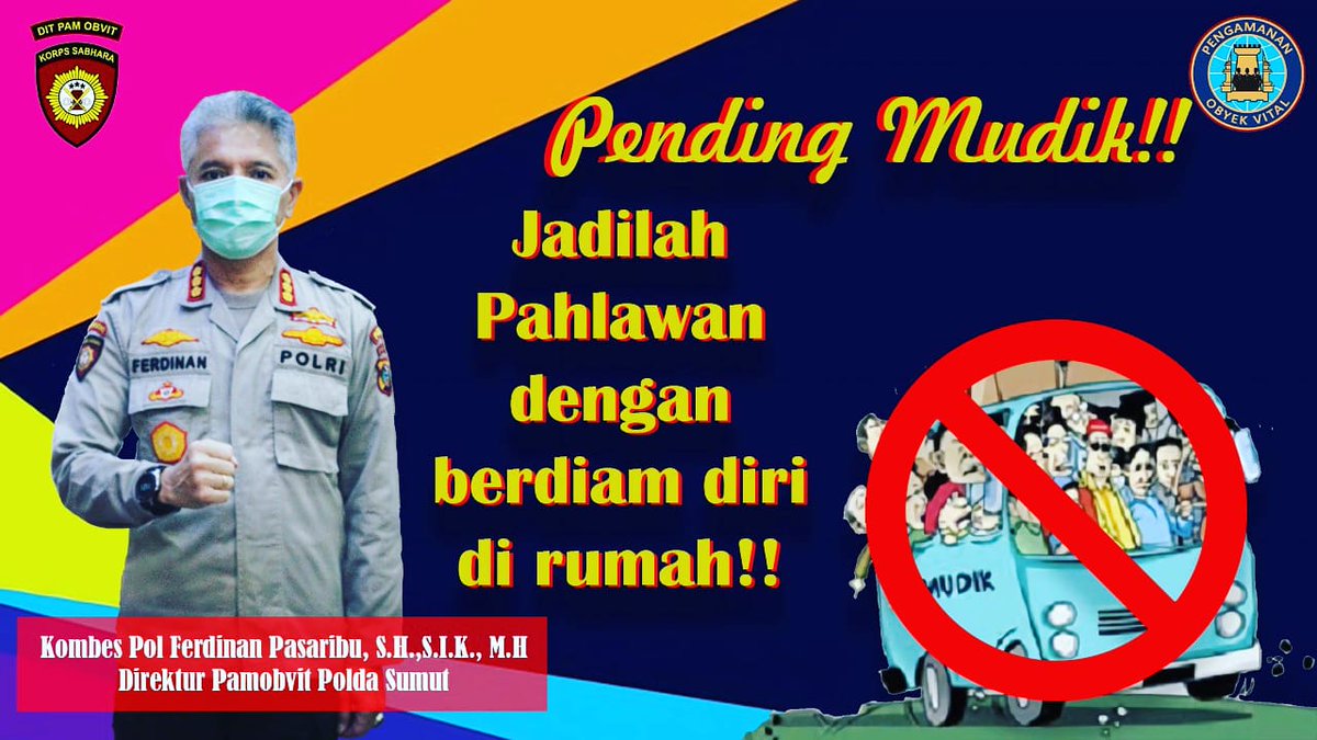 ditpamobvit_sum's tweet photo. Sayangilah keluarga kita yg saat ini dikampung halaman dengan cara TIDAK MUDIK. Bersama kita bisa cegah penyebaran virus Covid 19. https://t.co/8FkHLN83Jc