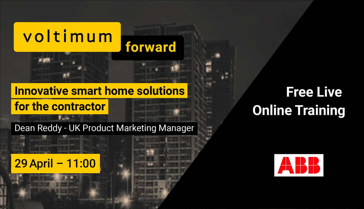 ABBUKEP's tweet photo. Don't forget to join our innovative smart home solutions #webinar tomorrow morning at 11am. A must for any electrical #contractor or installer. Register here https://t.co/lLFfZpIqWF
@voltimumuk #SmartHomes #IOT #ABB #FreeAtHome https://t.co/21mAe0yZXo