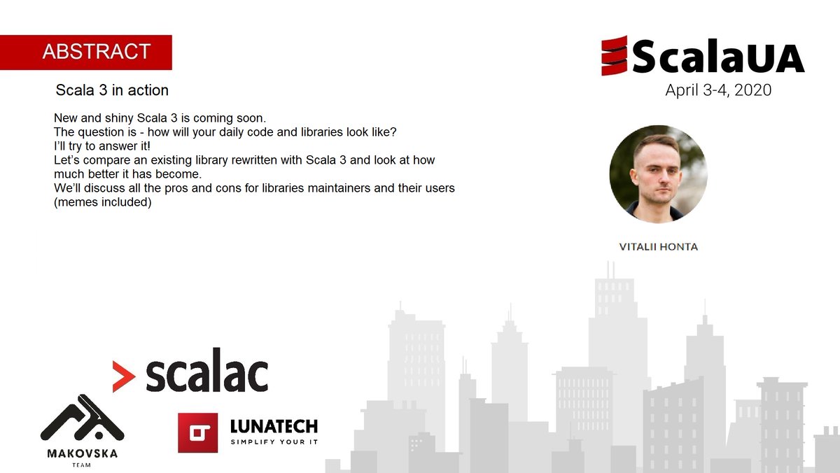 In about 2 hours, we are having a premiere on Youtube of the talk by Vitalii Honta - Scala 3 in action

youtube.com/watch?v=S2a57d…

Please join us and share it.