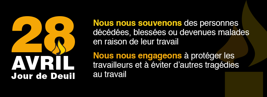 En ce Jour de deuil national à la mémoire des travailleurs qui ont perdu la vie, été blessés ou tombés malades au travail.  C'est aussi un rappel à la nécessité de rendre les lieux de travail plus sécuritaires et encourager l'épanouissement. #journeededeuil #securite