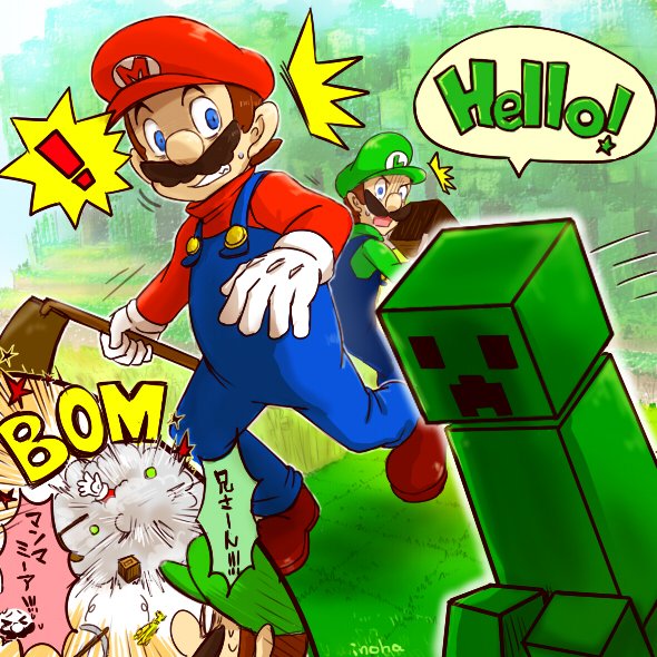 O Xrhsths いのは Sto Twitter 過去に描いたマイクラ マリオ さんの落書きです 音もなく近づいてきて爆発する緑の悪魔 クリーパー 怖い ルイージ君のスキンで遊んでいるのですがもっぱら狙撃手とかしています