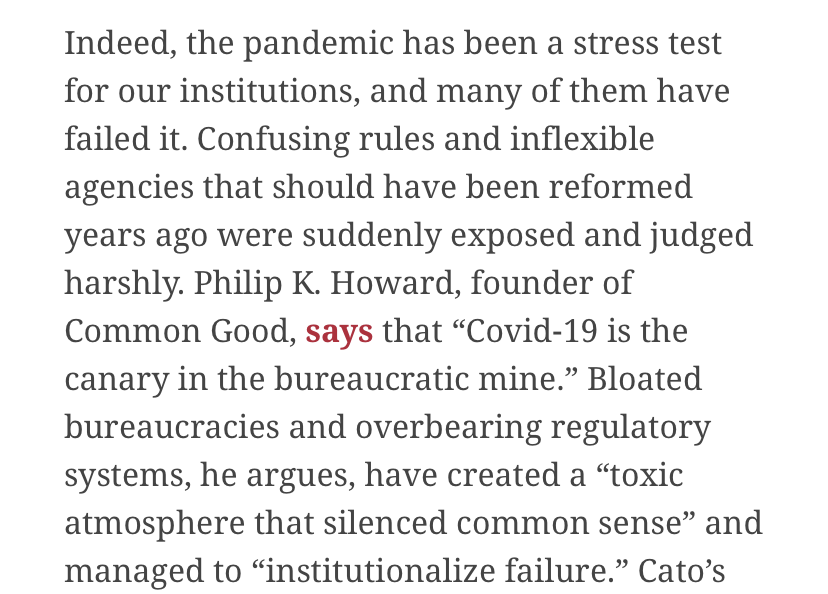 CommonGood's tweet photo. .@AdamThierer writes of the “evasive entrepreneurialism and technological civil disobedience” that has arisen in response to the #COVID19 crisis, citing @PhilipKHoward and Common Good: https://t.co/gRCvCHVw0T. #TryCommonSense #RedTapeNation @CatoInstitute https://t.co/1QCKV1toKZ