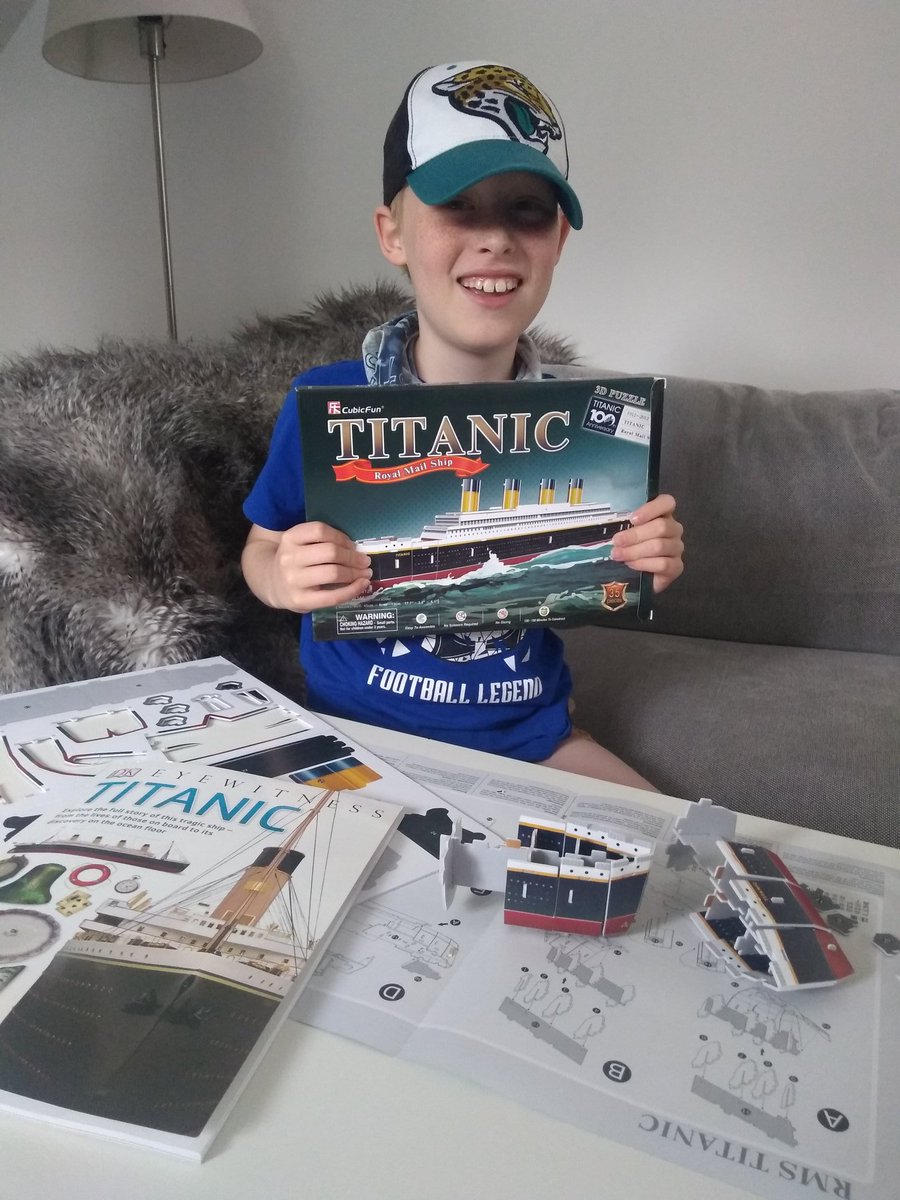 Lawee_R's tweet photo. @stilltydps Max is learning all about the #Titanic. He's written about life on the ship and is now building a 3D puzzle 🚢😉 https://t.co/4XzLr4Bmlb