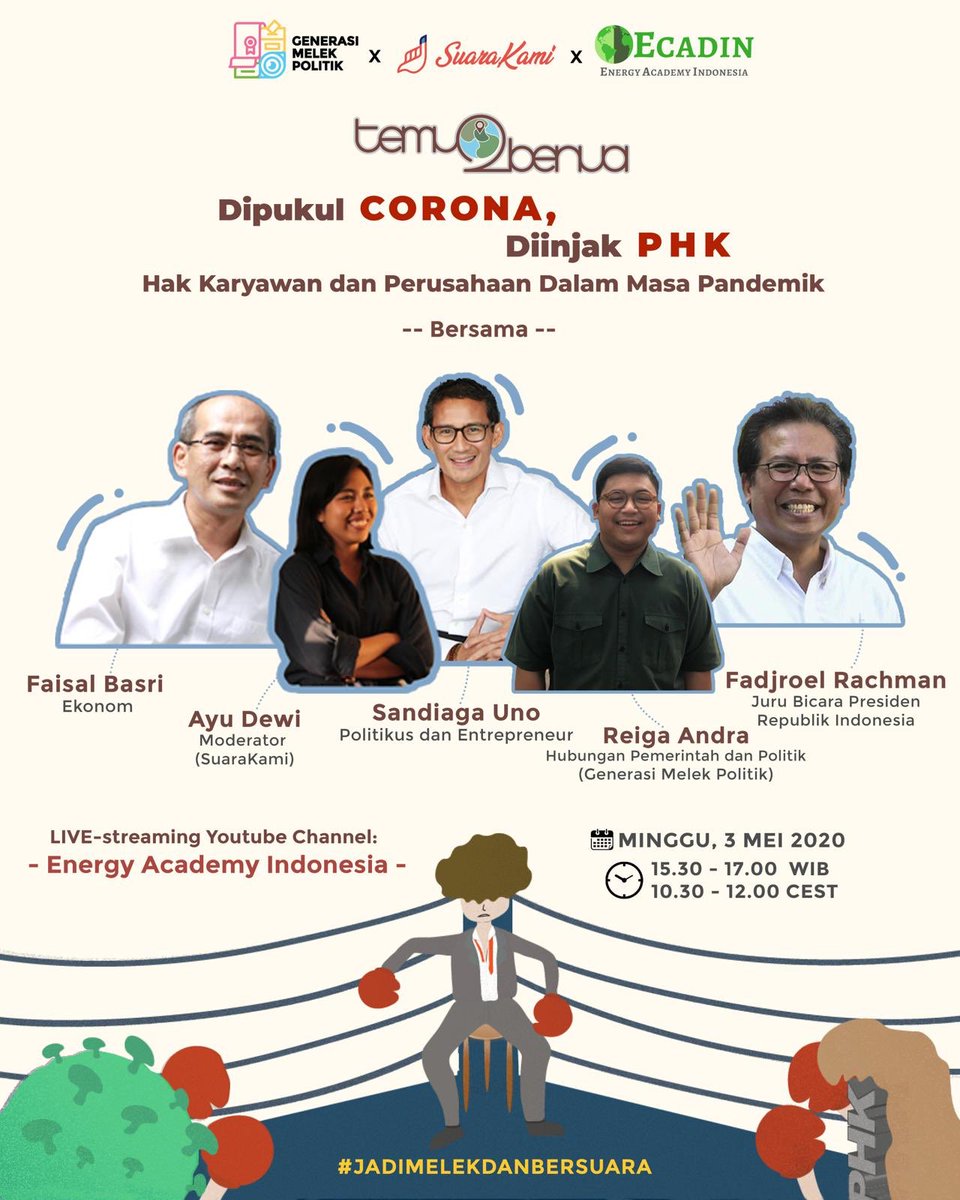 SuaraKamiApp's tweet photo. Jangan sia-sia kan waktu karantina mu anak-anak ku tersayang. Mari ngabuburit bersama SuaraKami pada hari Minggu tanggal 3 Mei ✌️

Barangsiapa yang nnton live discussion kita, niscaya kecerdasannya dilipat gandakan https://t.co/ewAkIoJPPw