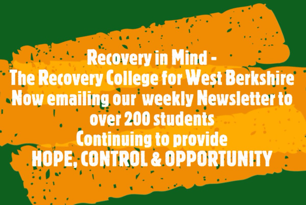 At present we cant hold our group courses but stay in weekly contact with over 200 students with our weekly newsletter.  Thanks to <a href="/Greenham_Trust/">GreenhamTrust</a> <a href="/NewburyToday/">.</a> for all your ongoing support. #recovery #COVID19 #Mentalhealth #keepgoing #recoveryispossible