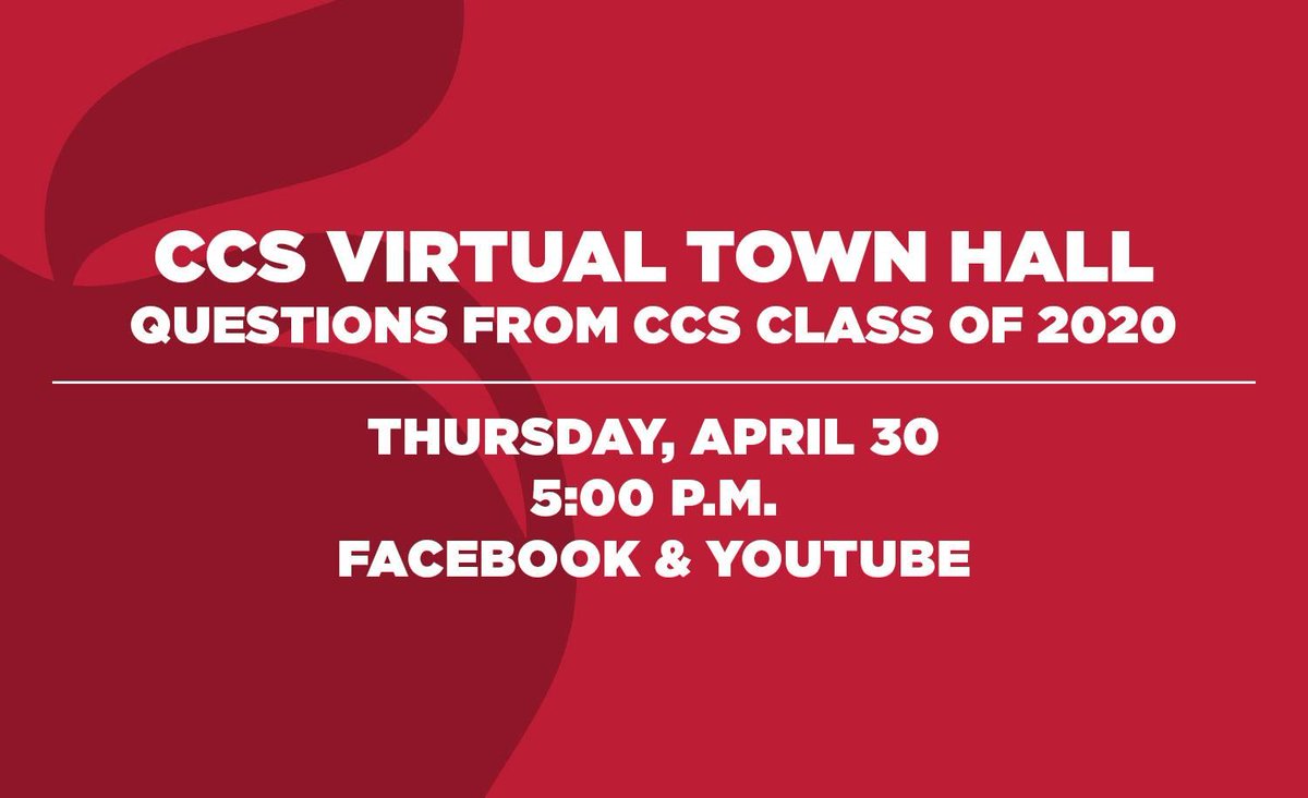 ColsCitySchools's tweet photo. Reminder for the class of 2020: our virtual town hall with @ColsCitySuper will be this Thursday at 5:00 p.m. #OurCCS

For more information, and how to submit your questions: https://t.co/6dwbIkg6DL https://t.co/QVi4Hb2BwY