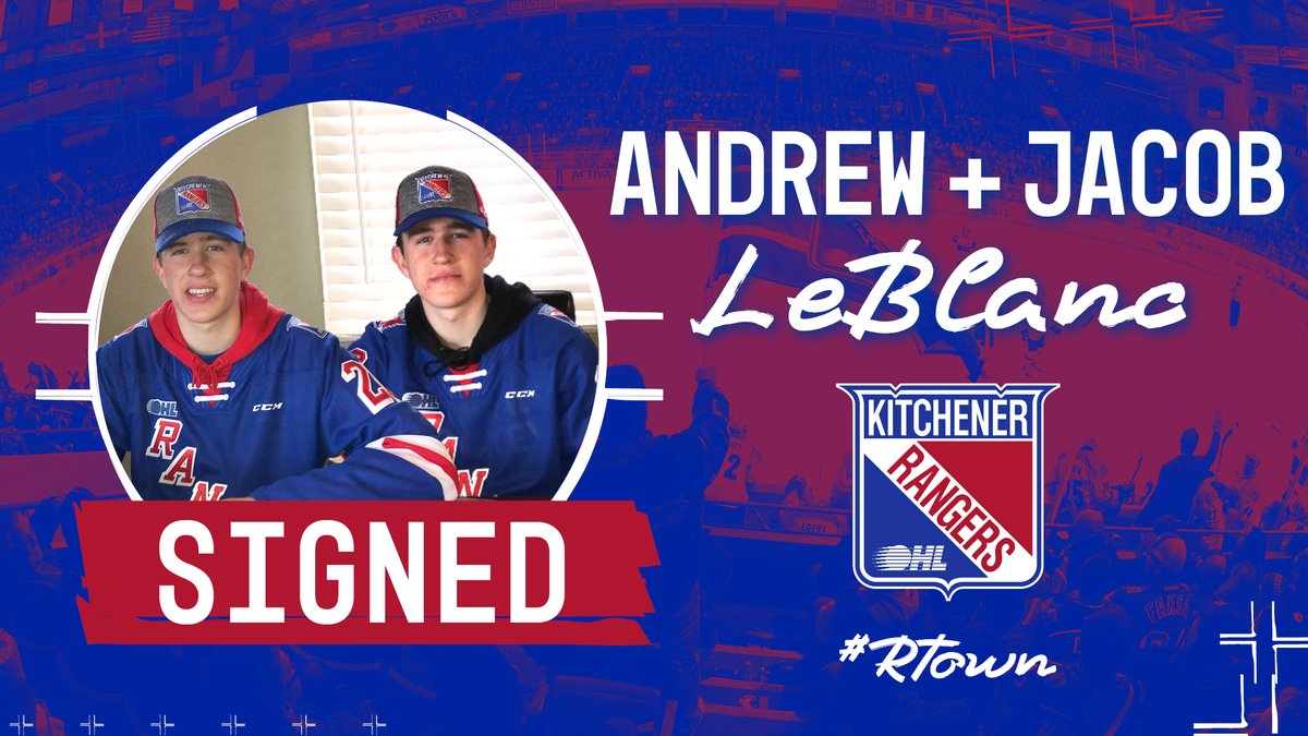 ✍️ We're excited to announce that Andrew (<a href="/AndrewLeBlanc04/">Andrew LeBlanc</a>) and Jacob LeBlanc (@Jacob53740751)  have signed their #OHL standard player agreements!

📰 bit.ly/LeBlancSignings

#RTown | #Kitchener