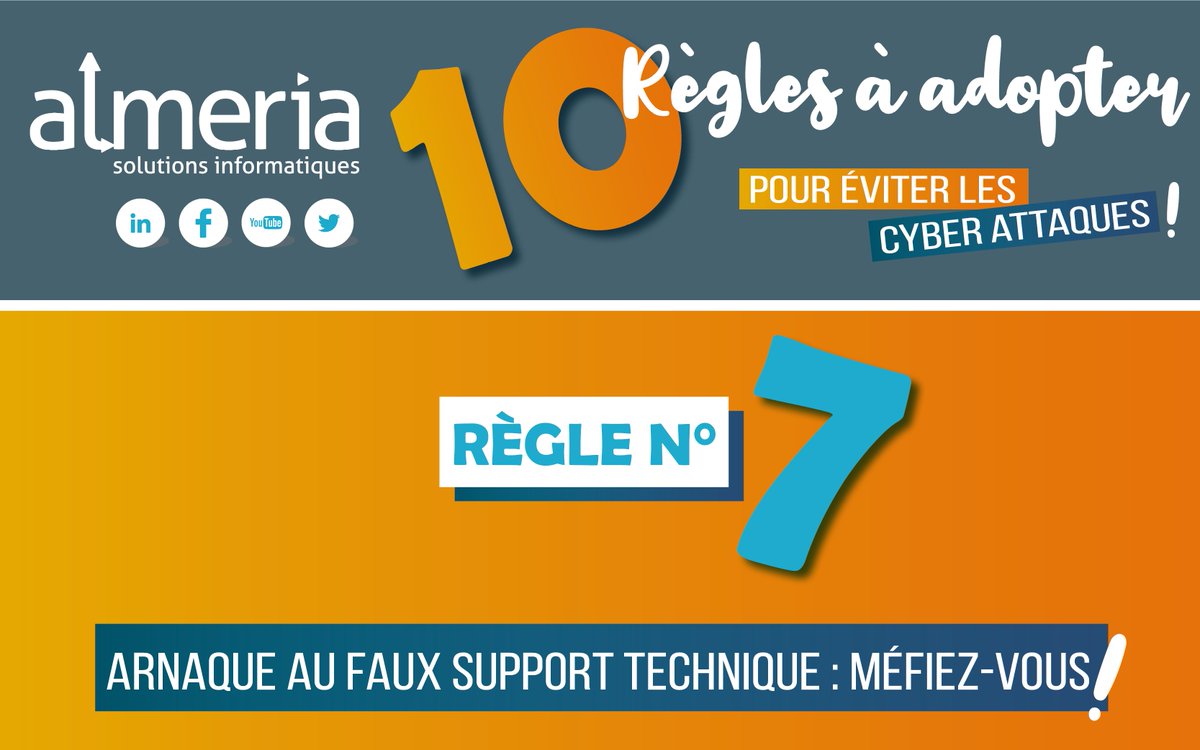 La connaissance des attaques cybercriminelles reste la encore la meilleure des défenses ! 🛡

Alors, connaissiez-vous l’arnaque au faux support technique ? Pour en savoir plus, lisez notre article ⤵
#arnaque #cyberattaque #cybersecurite #cybernarnque 

almeria.fr/2020/04/28/arn…
