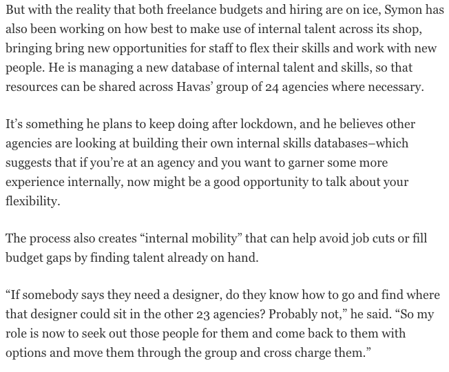 Talent Acquisition Director Graham Symon chats to <a href="/Adweek/">ADWEEK</a> <a href="/saramayspary/">Sara Spary</a> about the role of recruitment during lockdown - and why internal mobility and flexibility is so crucial right now adweek.com/agencies/how-a…