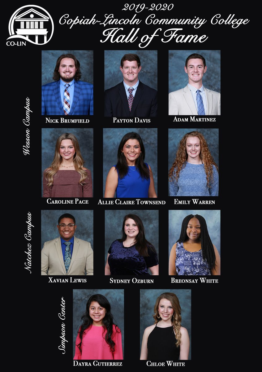 CopiahLincolnCC's tweet photo. In a video announcement recently released on Facebook, the 2019-2020 Co-Lin Hall of Fame honorees were named. Congratulations to all on this prestigious honor!

Learn more about the honorees here: https://t.co/iTnMuEZOMh

Watch the announcement video here: https://t.co/wIUPTBF6Cw https://t.co/cK6nZ0onKw