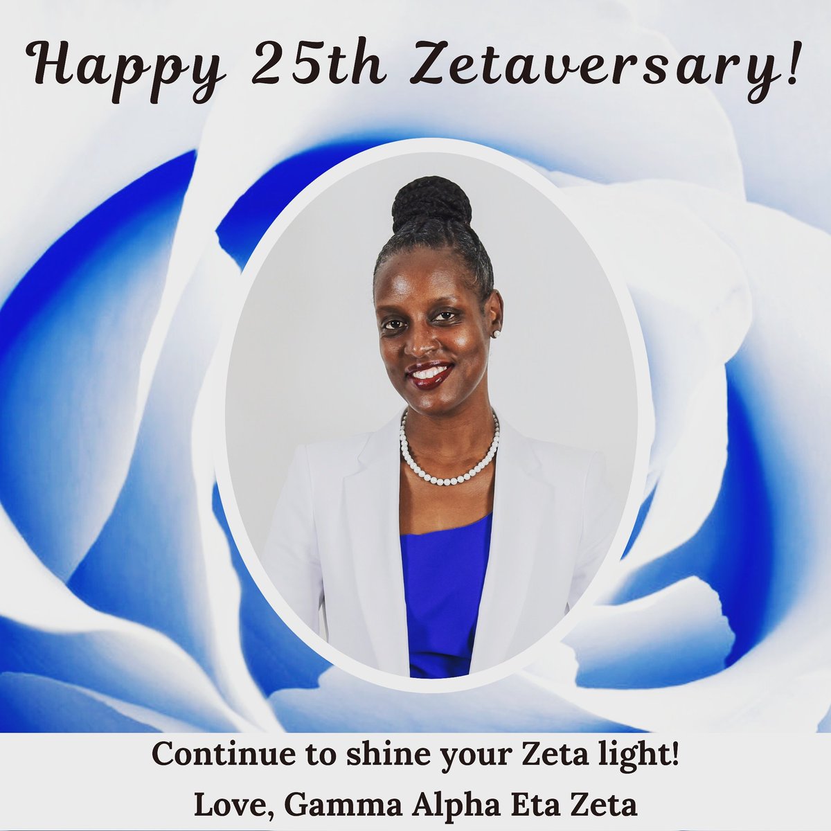 GAHZZetas's tweet photo. Happy 25th ZETAversary to Soror Vanessa Flowers. 💙⠀
#communityconscious #actionorientedorganization ⠀
⠀
#ΓΑΗΖ #ZetaPhiBeta #ZPhiB2020 #gahzzetas ⠀
⠀
#Bethesda #Potomac #MontgomeryVillage #GermantownMD #Poolesville #montgomerycountymd https://t.co/EdfbRN9cBt