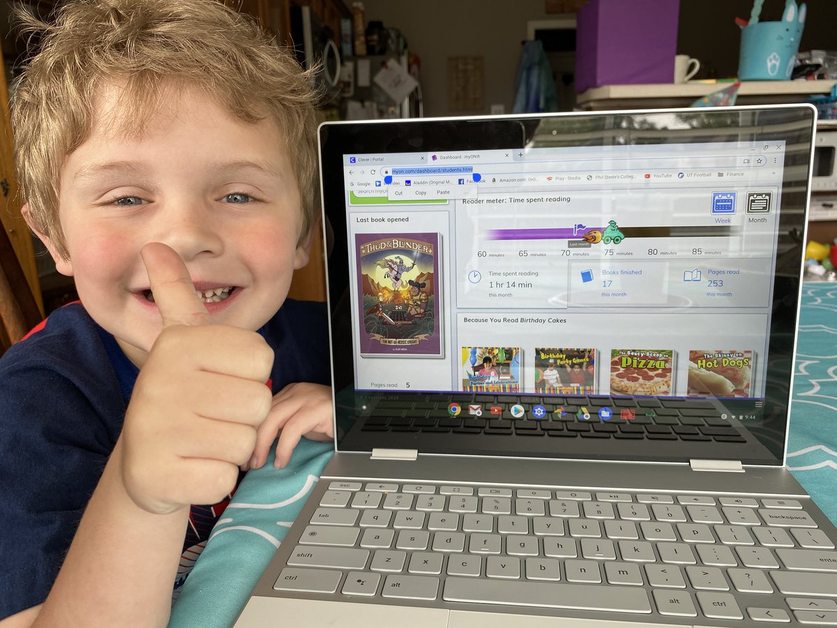 Mrs_DMatheny's tweet photo. Eli is so proud of all his reading on MyOn this month! He’s loved finding books that interest him!🧡 @suptking @OESrockSTARS @Jgrishamoes https://t.co/eTDEDy7m4V