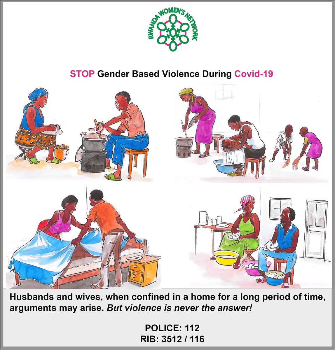 RwandaWomenNet's tweet photo. As the #coronavirus pandemic continues to cause havoc around the world, #GBV cases are on the increase. Seek help or report #GBV cases by calling the numbers below. #StaySafeRW https://t.co/HiC5t4hE9H