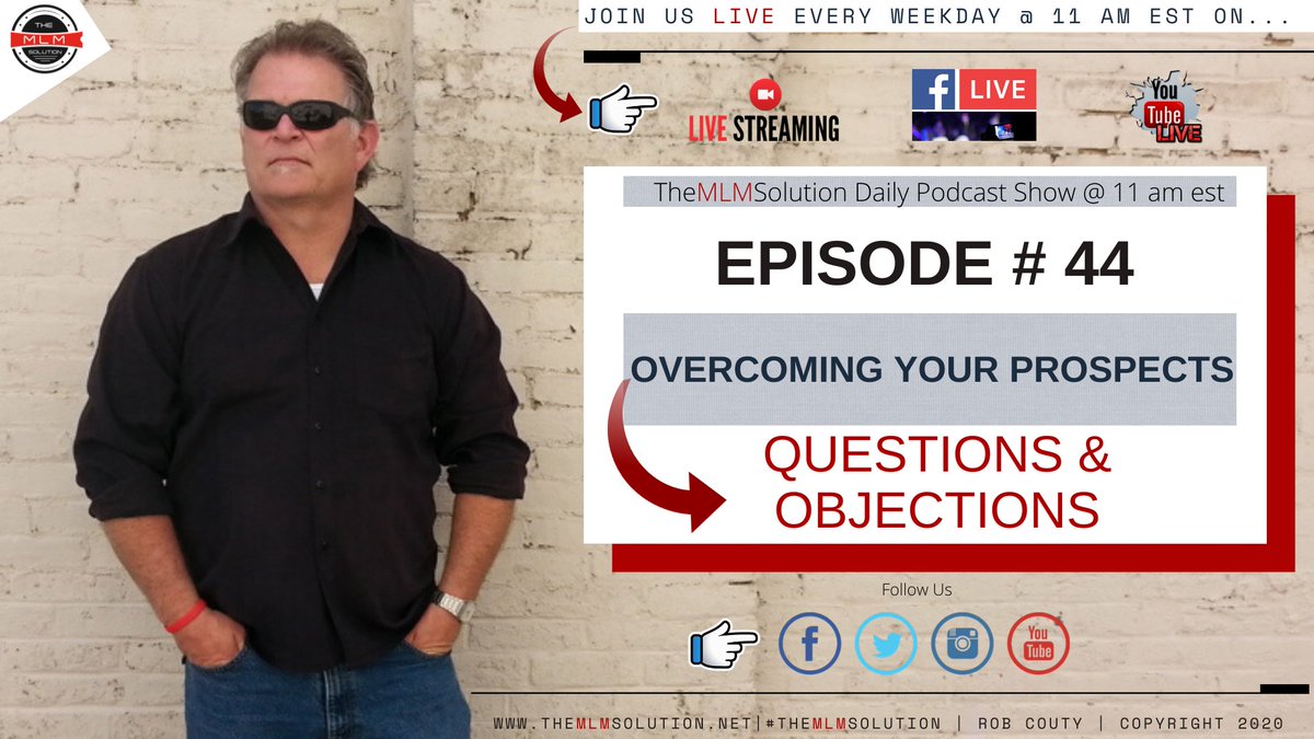 RobCouty's tweet image. 15 Minutes Until We Go LIVE
Today's Topic: Overcoming your prospects questions & objections
Join us LIVE each M - Th @ 11 am est - LIVE on our FB page: zcu.io/Pq7u or our YouTube Channel: zcu.io/C1a6
#TheMLMSolution & #TheMLMSolution1