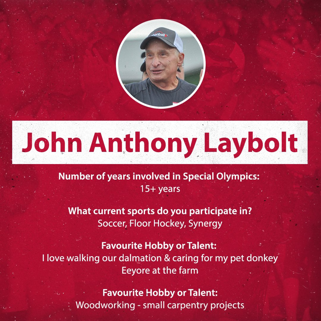 motionballPEI's tweet image. This week’s athlete spotlight is on John Anthony Laybolt! He’s a friendly and familiar face around @motionball and @SpecialOPEI events and activities. Did you know he’s been involved with SOPEI for over 15yrs?!☺️