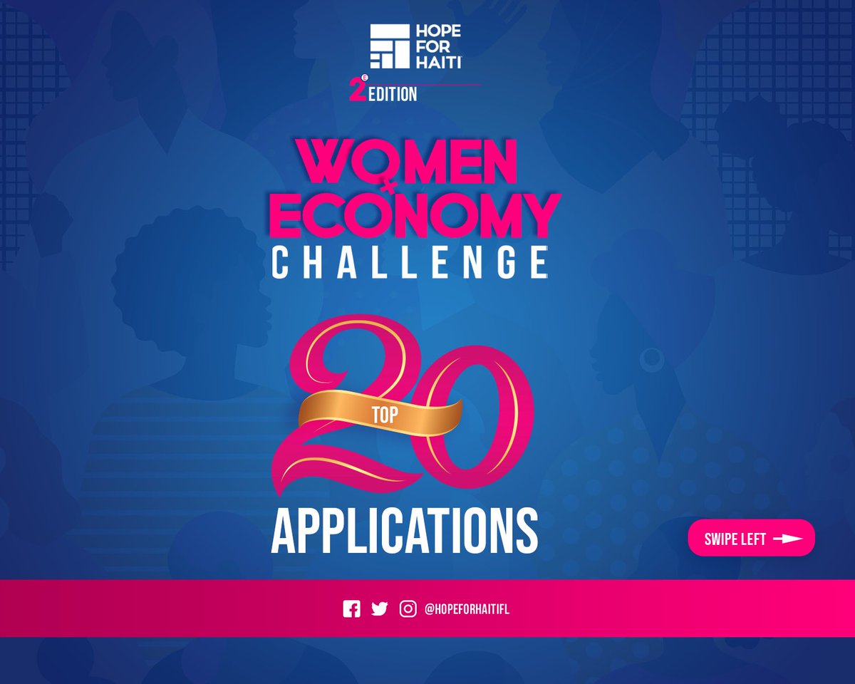 banjHT's tweet photo. Nous sommes très contents d’annoncer les 20 projets portés par 20 femmes du Sud retenus par @HopeforHaitiFL pour la prochaine étape du concours #WomenEconomyChallenge!

Elles auront à participer à une formation en ligne pour mieux cerner leur modèle d’affaires.

Félicitations!!! https://t.co/cPq5m630Qf
