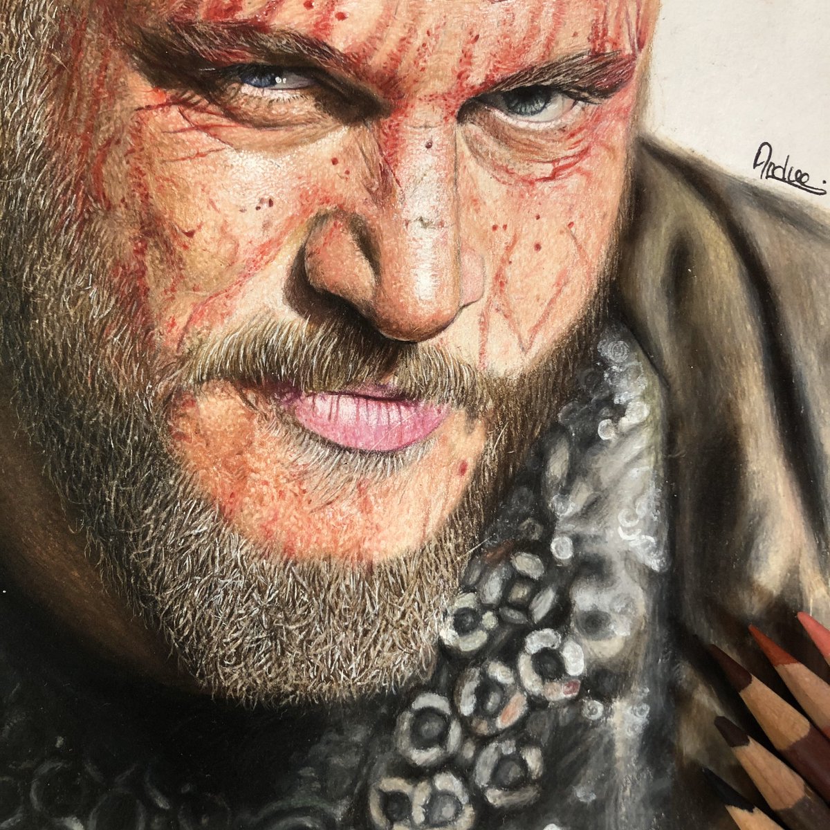 j’ai enfin terminé ce portrait, Ragnar Lothbrok les amis