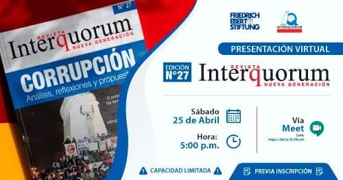 RedIQArequipa's tweet photo. El 25 de Abril se presentó la Edición N°27 de la revista Interquorum "CORRUPCIÓN Análisis, reflexiones y propuestas"
Si te perdiste la presentación virtual de la #RevistaIQNuevaGeneración N° 27, puedes verla aquí https://t.co/anF5wBASqu
#redinterquorum #Arequipa #2020 https://t.co/qD6CLKK4QY
