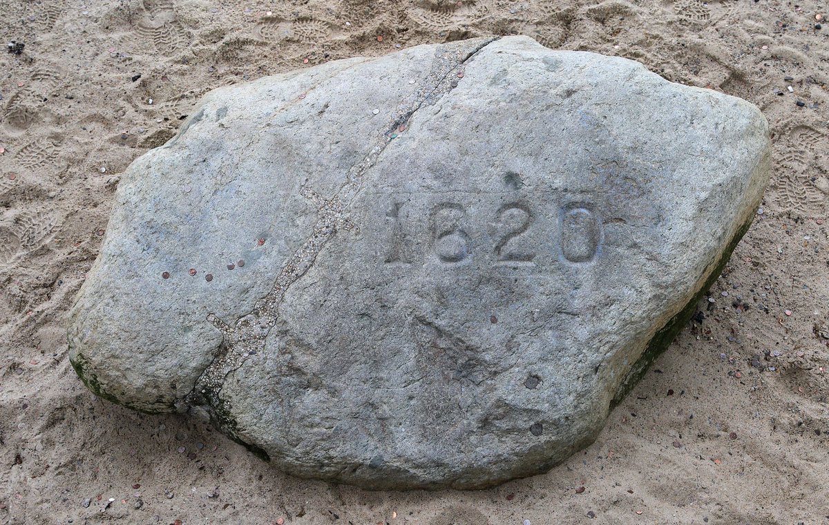 anyway none of this is as dumb as the Plymouth Rock itself, the one the pilgrims supposedly landed on, icon of American whateverism. here it is! the "actual" rock! it's story is SO dumb