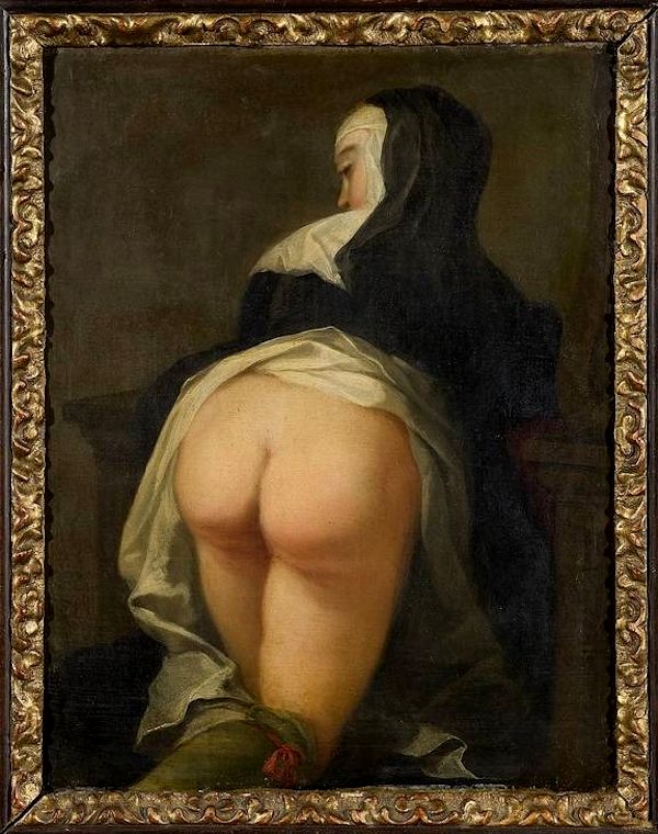 WhoresofYore's tweet photo. Kneeling Nun, Recto, (1731) by Martin Van Meytens the Younger.

On one side of the painting is the image of a pious nun, kneeling in prayer, on the other, well, you can see for yourself. Read more here https://t.co/6bGgxxArxx https://t.co/1Wdm6FrwFF