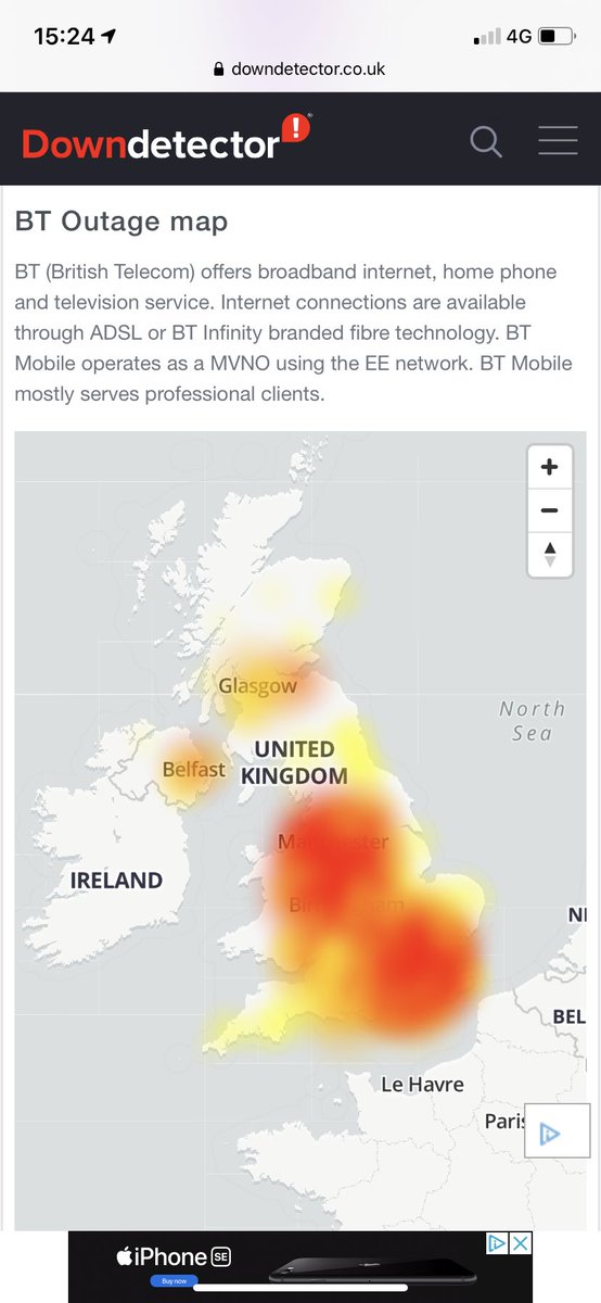 Armstra's tweet photo. @telfordlive BT outage map https://t.co/jzWAHLZKDy