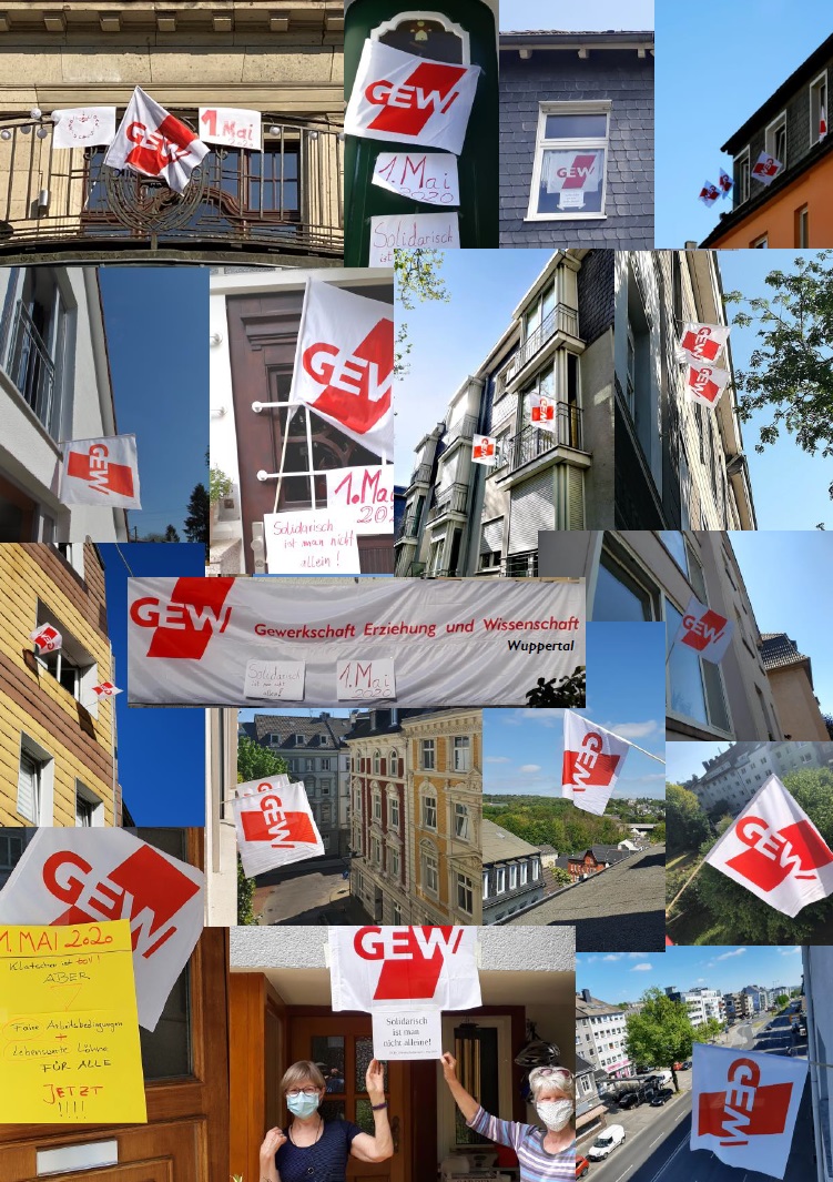 Die Kolleginnen und Kollegen der @gew_bund in Wuppertal sind besonders aktiv, wenn es gilt zu zeigen #SolidarischNichtAlleine! Klasse Aktion unserer Bildungsgewerkschaft!