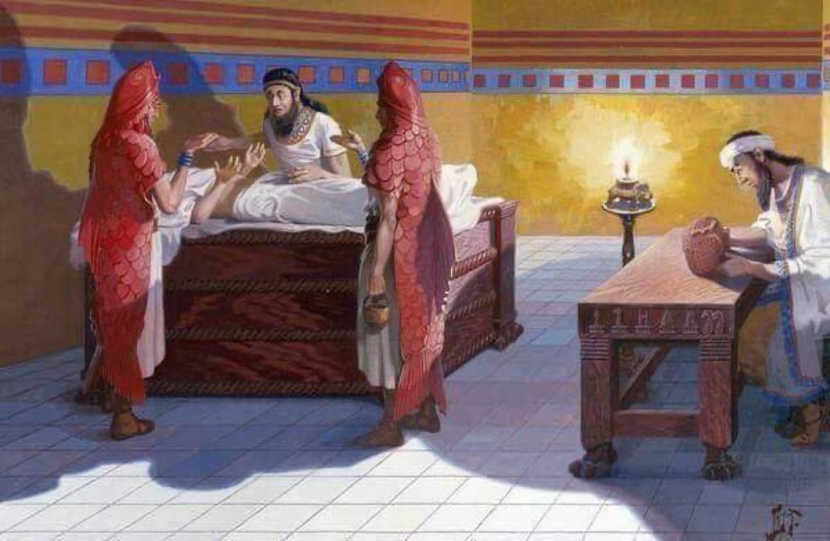 كان السومريين اذا اصابهم القحط او الوباء يصومون عن الطعام بمقدار وجبة واحدة في اليوم ويلزمون بيوتهم لحين زوال المرض

If affected by droughts or epidemics, the Sumerians fast for one meal per day and stay at home until the disease is over.