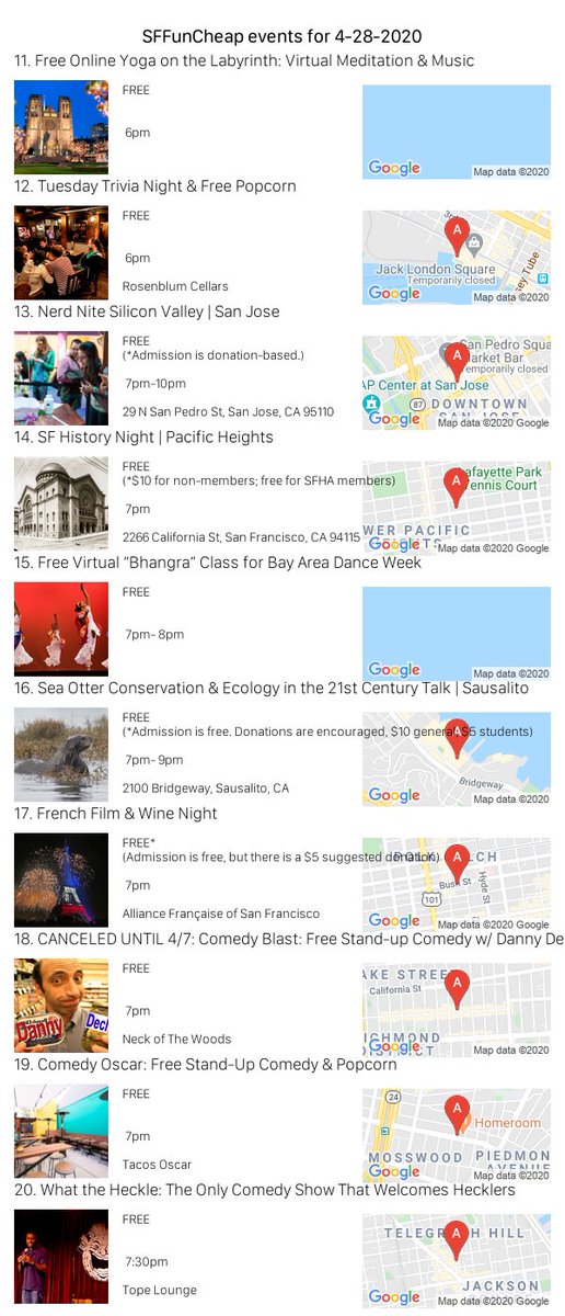 sffuncheap's tweet photo. Events for Tuesday 4/28/20 https://t.co/FVlK9udtew #sffuncheap https://t.co/qwzWW6UJl1