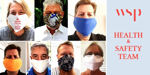 wspusa's tweet photo. World Day #SafetyAndHealthAtWork: #WSPUSA's #HSE team makes face masks #WFH! You can too! Use cloth folded in layers w/ rubber bands around ears. @CDCgov recommends cloth masks in public to help prevent spread of #COVID19. #WeAreWSP #WSPstrongertogether #WorldSafetyDay #SHWDAY https://t.co/pTF1hbU2GW