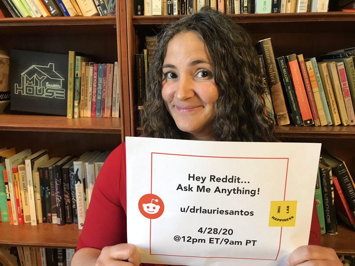 Just a reminder that I'll start my @redditAMA on @reddit in about an hour. Come ask me all your tough questions about the science of happiness and beyond! reddit.com/user/drlauries…
