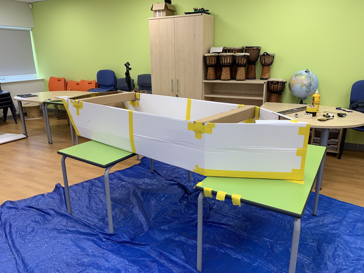 wonderworkshop2's tweet photo. Many thanks to @SherfordVale for their help in filming the Construction of the first cardboard boat for the 2020 @IMechEDevCorn Cardboard Boat Race. Hope you have fun as your keyworker and vulnerable children turn this basic boat into the most amazing Mayflower for Sept 2020. https://t.co/XuDoT8ukKv