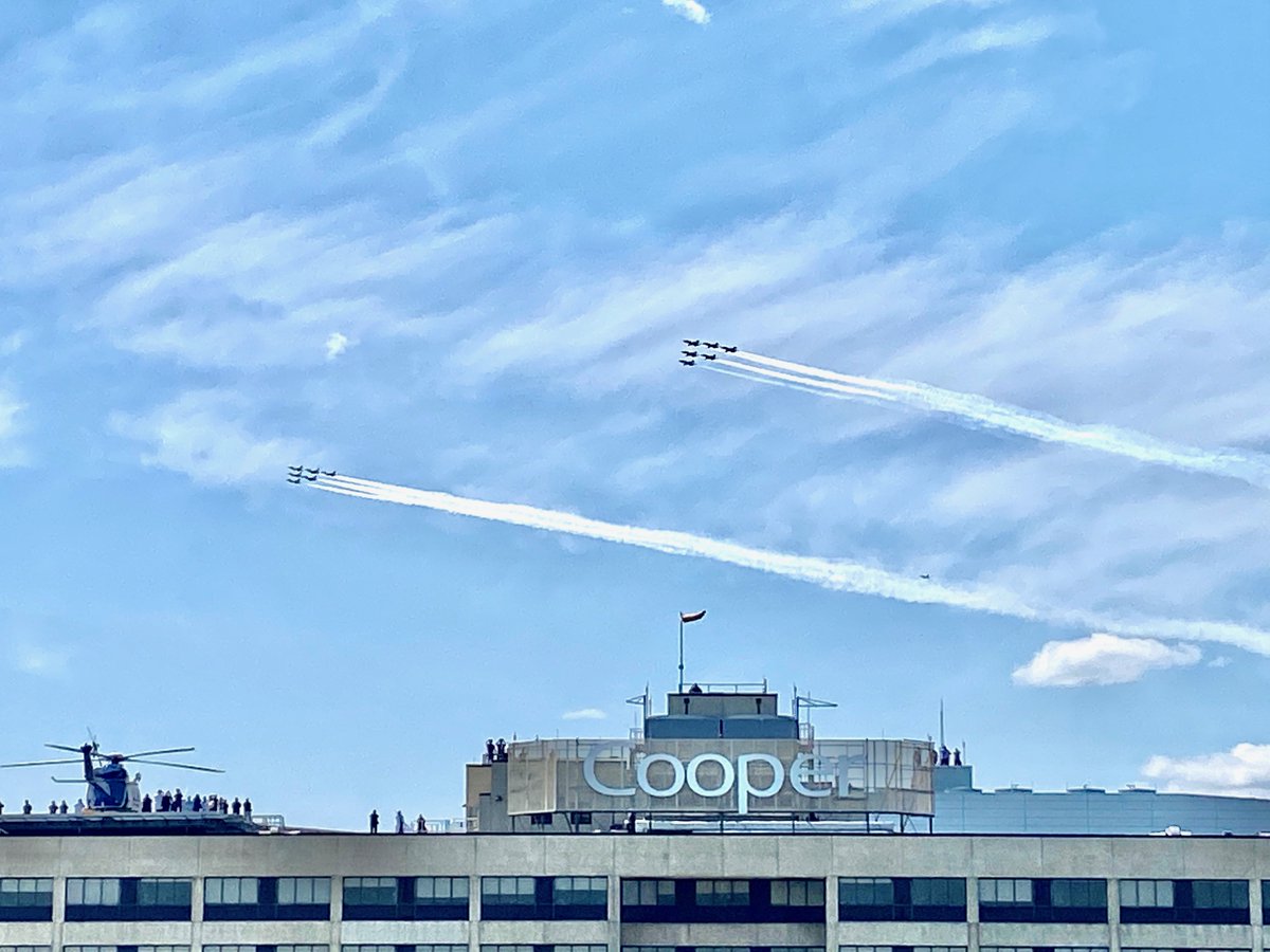 CooperHealthNJ's tweet photo. Our many thanks to the @aftthunderbirds and US Navy Blue Angels for today's inspiring flyover and salute to health care heroes in our region! #AmericaStrong https://t.co/HLCNZ05PGB