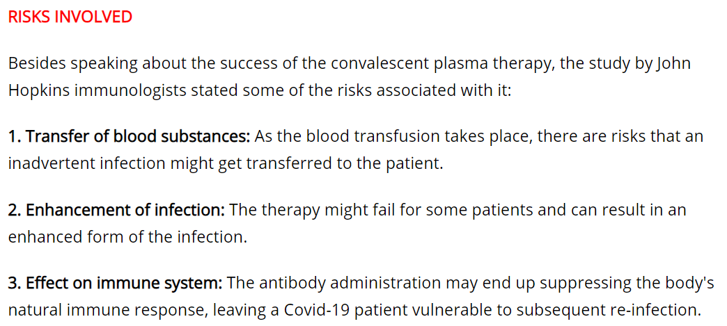  #IndiaFightsCorona  #ConvalescentPlasmaTherapy From what I read further, the risks and the process is in this piece in India Today dt 20th April 2020 https://www.indiatoday.in/science/story/what-is-convalescent-plasma-therapy-possible-treatment-coronavirus-covid-19-1669050-2020-04-20___________________THE END___________________