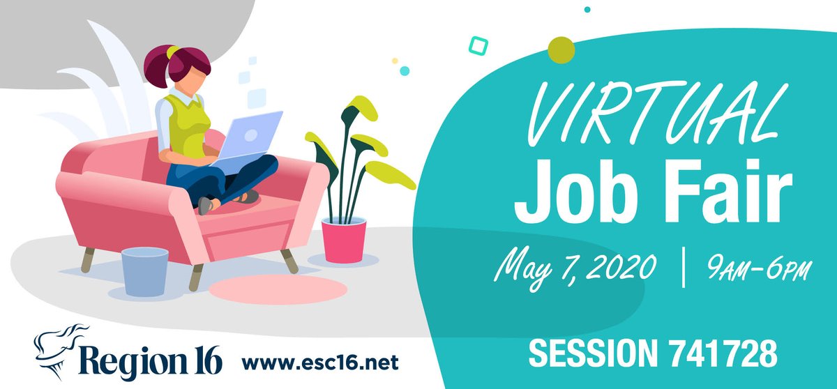 Region16ESC's tweet image. Join us online on May 7th for our Virtual Job Fair.  Get a look at teaching positions open across the Region 16 area, and get contact information to set up an interview.

Click the link for more information.

escweb.net/tx_r16/catalog…