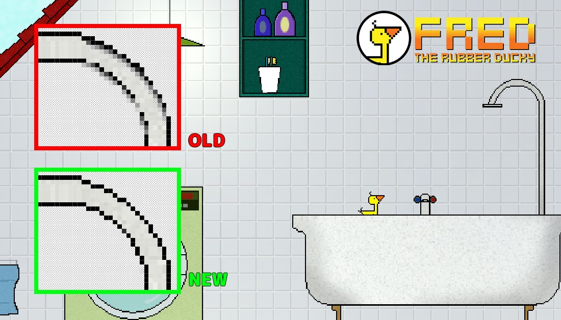 Being a rubber ducky, Fred asked me to polish his bathtub a little, so I did. #pixelart #gamedev #indiegames fredtherubberducky.com