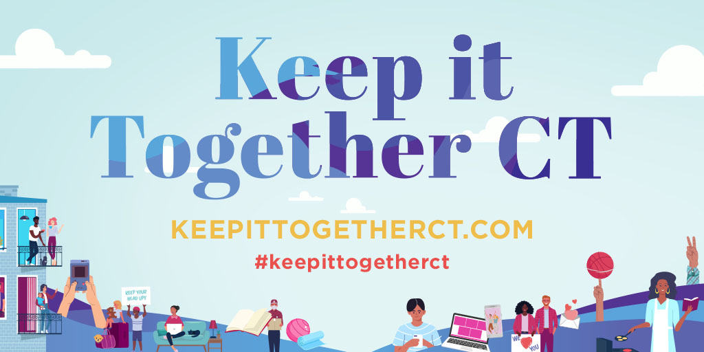 togetherCT's tweet photo. We want to help people feel more connected when we are physically disconnected. Our teams created a campaign for CT: Keep it Together CT. Check out https://t.co/KGIB3tjWyQ and follow:  @keepittogetherct on instagram, and @KeepItTogetherCT on FB or #keepittogetherct on all social https://t.co/EGHQJEMuG5
